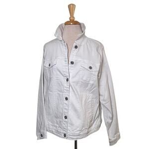 Torrid Denim Cropped White Jean Jacket Plus Size 3 (22/24) Classic Normalcore